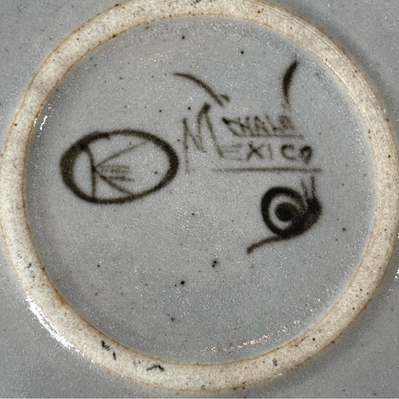 Ken Edwards Stoneware Pottery Bird Flowers Butterfly Plate Tonala Mexico 8” - Picture 3 of 6